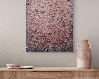 Original Terracotta Textured Abstract Painting, Earth Tone, Wabi Sabi Inspired Rustic Minimalist Decor
