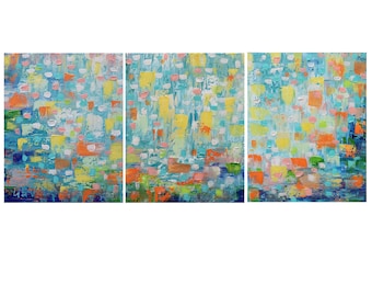 Summer in France Original abstract painting multi panel unique artwork