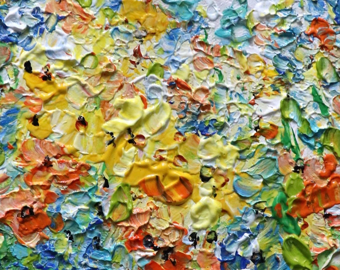 Wildflower Artwork, Impasto Oil, Original Flowers Painting