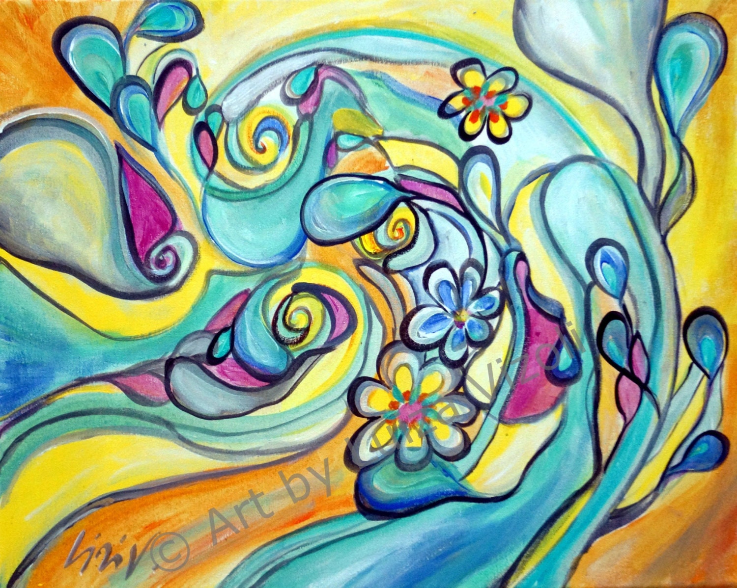 Dreams of Tomorrow Abstract Art on Canvas, Whimsical Painting, Abstract Floral Painting , Dream