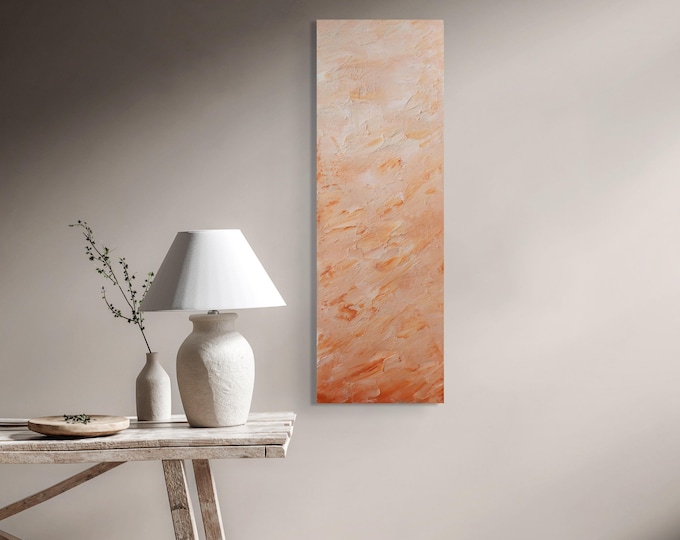 Peach Textured Painting, Japandi Decor, Terracotta Canvas Art