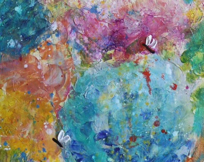 Original Hydrangea Painting, 12x36, Textured Floral Canvas Art