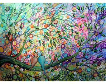 Loving Life Together HAPPY COUPLE Original Large Painting Whimsical Colorful Canvas Art by Luiza Vizoli