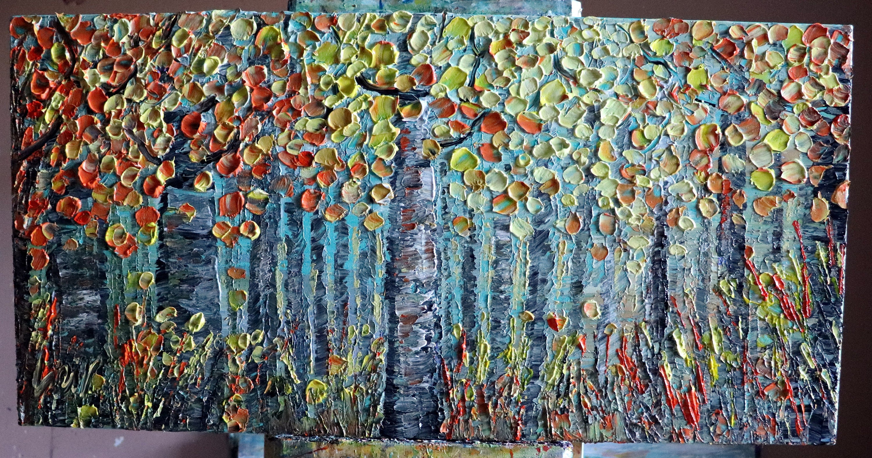 Fall Birch Trees Extra Large Canvas Original Oil Painting on Canvas Art by  Luiza Vizoli 60x36, 48x24