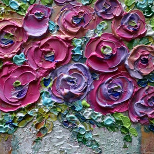 Original Ranunculus Flowers Pink Lavender Purple Fuchsia Colors Impasto Oil Canvas Art by Luiza Vizoli image 7