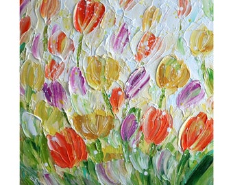 SPRING Symphony of TULIPS Original Oil Painting Modern Canvas Art by Luiza Vizoli