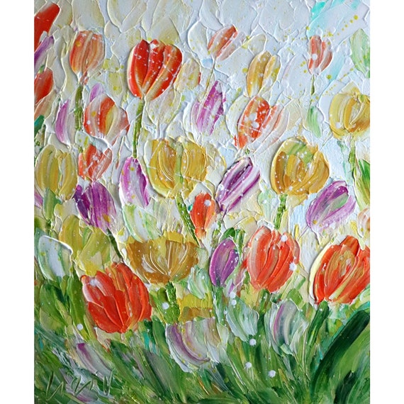 SPRING Symphony of TULIPS Original Oil Painting Modern Canvas Art