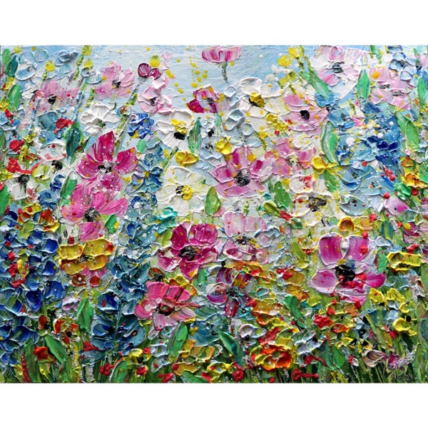 Spring Symphony Original Palette Impasto Oil Painting of May Flowers by Luiza Vizoli