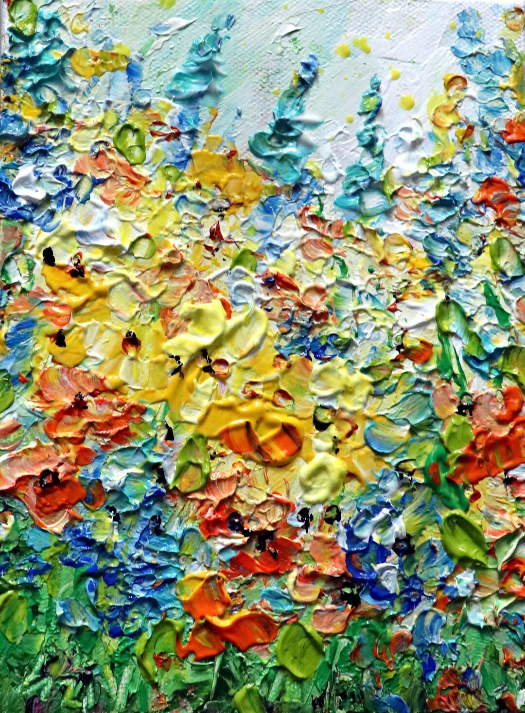 French Riviera Wildflowers Oil Painting: Original Abstract ...