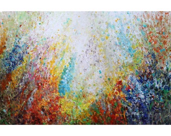 Flowers Garden Oil Painting: Colorful Impressionist Art, Made To Order