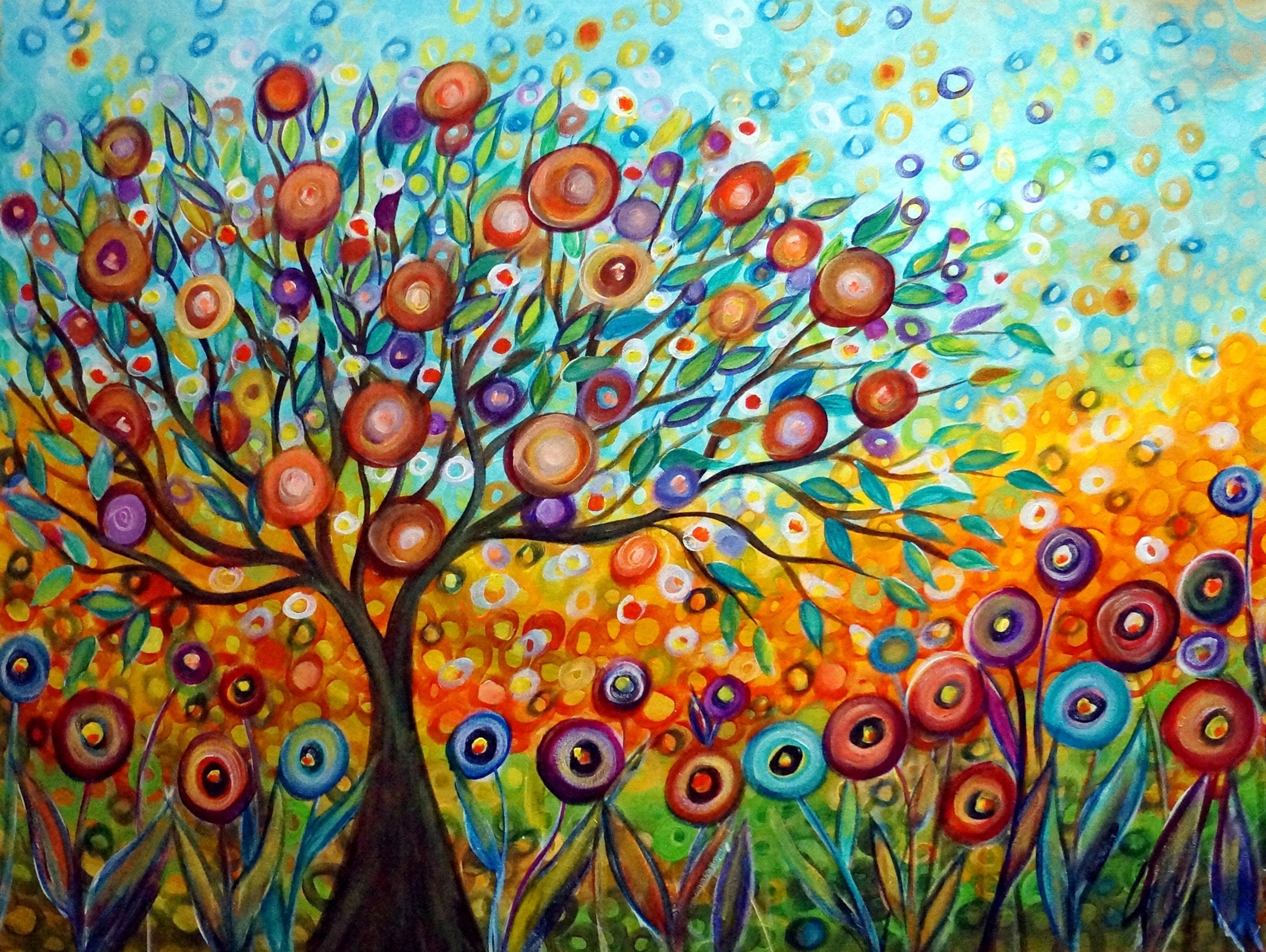 Happy Tree Peace Harmony And Hope Painting Olive Blossom