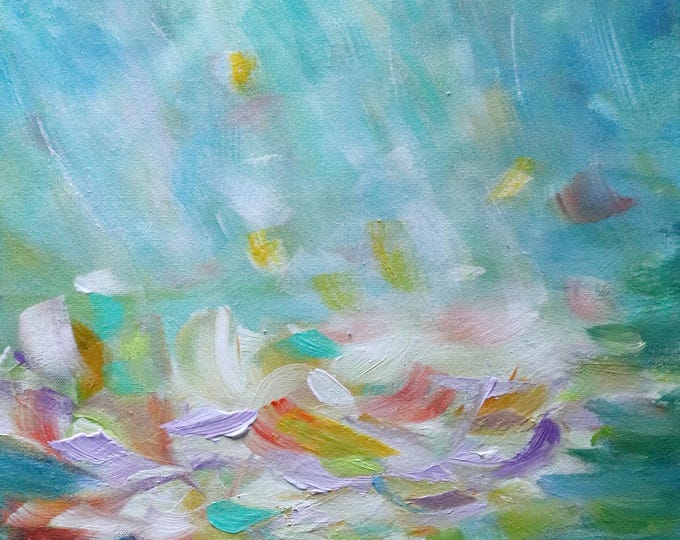 Abstract Acrylic Painting, 16x20 Stretched Canvas, Floating Light and Gentle Movement
