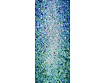 Original Abstract Painting: Water Drops, Blue Green Ocean Calmness