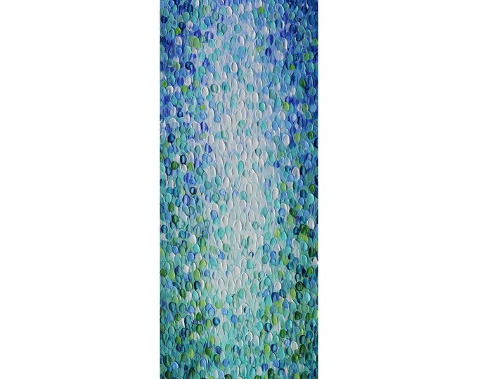Original Abstract Painting: Water Drops, Blue Green Ocean Calmness