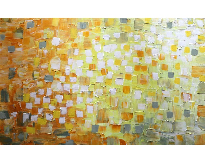 SUNSHINE Abstract Sunny Days Summertime The PERFECT VACATION Large Painting by Luiza Vizoli Yellow White Gray 48x30