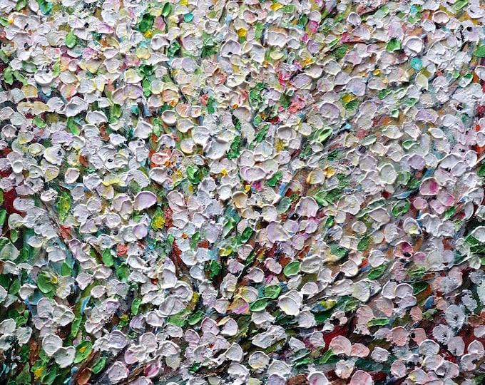Original Impasto Oil Painting by Luiza Vizoli - Spring Blooms Apple Flowers, Textured Floral Art, Signed, 24x24 Inches, Ready to Hang