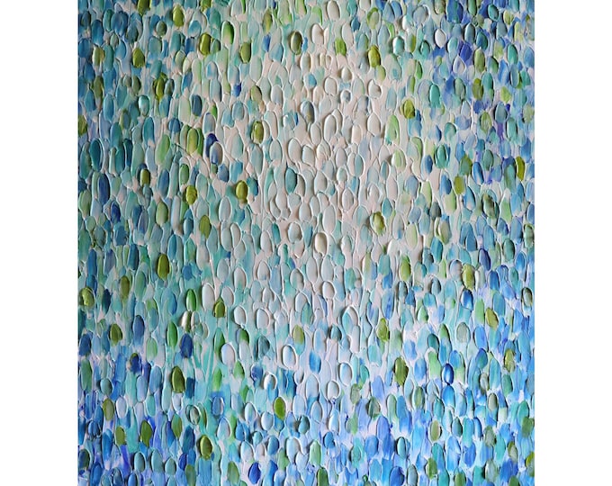 Water Drops NAUTICAL COASTAL blue green Ocean abstract unique original painting evoke a sense of calmness tranquility