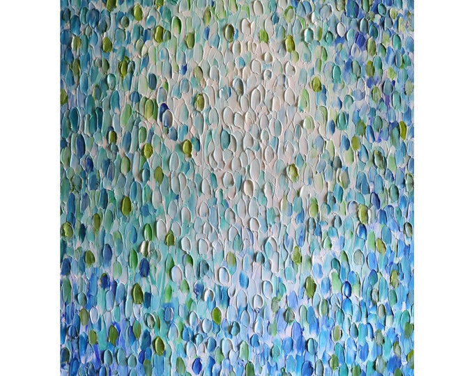 Water Drops NAUTICAL COASTAL blue green Ocean abstract unique original painting evoke a sense of calmness tranquility