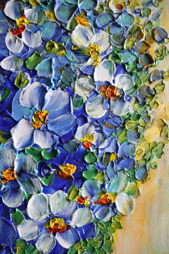BLUE Flowers Delphinium Orchids Wildflowers Beach Stone Gray Vase