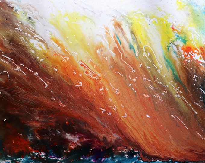 Orange Abstract Painting, Large Colorful Modern Wall Art, 36x24 Original Acrylic Canvas