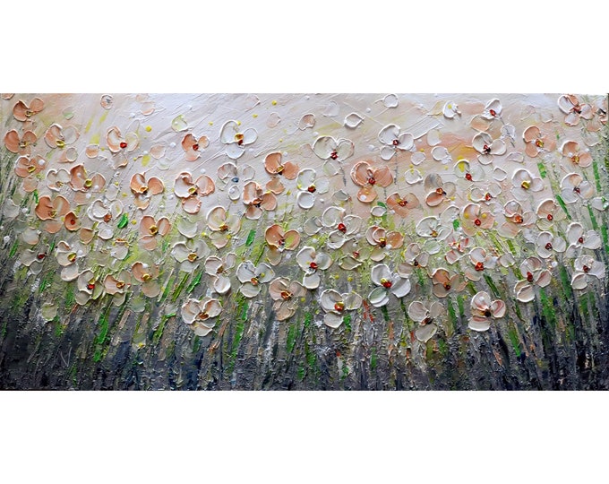 Daisy Abstract Wildflowers Oil Painting Original Art on Canvas Flowers Fields