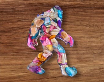 Resin Bigfoot statue/ paperweight with colored shells