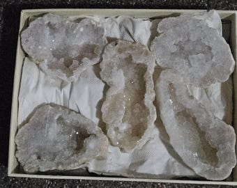 Set of 5 Druzy Quartz Geodes