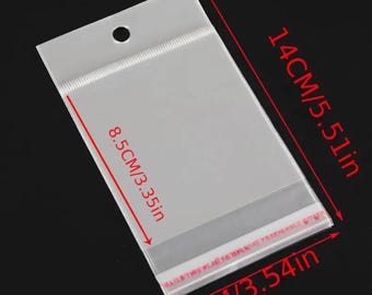 50 Clear Self Adhesive Bags, Retail Display with Hole (3.5x5.5in)