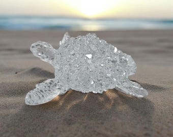 Crystal Resin Sea Turtle, Diamond Inspired, April Birthstone Gift