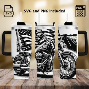 Motorcycle Tumbler Laser Engraving SVG and PNG, Rider Wrap Design 40oz Tumbler, Laser Engraved Design SVG For Rotary, Digital Download