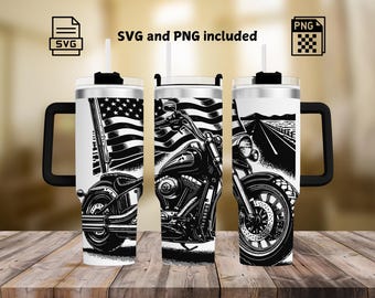 Motorcycle Tumbler Laser Engraving SVG and PNG, Rider Wrap Design 40oz Tumbler, Laser Engraved Design SVG For Rotary, Digital Download
