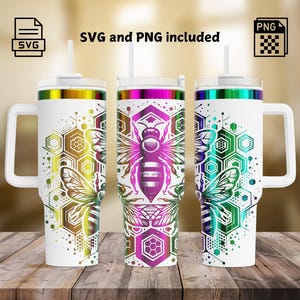 Honeycomb Tumbler Laser Engraving SVG and PNG, Honey Bee Full Wrap Design 40oz Tumbler, SVG For Rotary, Laser engrave file, Digital Download