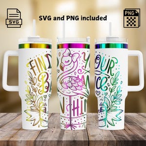 Find Your Balance Laser Tumbler Wrap Engrave SVG/PNG, Seamless Christian Design 40oz Tumbler, Faith, Religious, Flamingo, SVG For Rotary