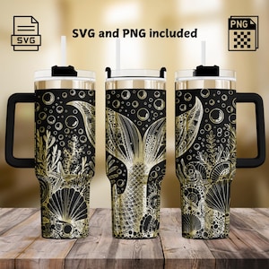 Mermaid Laser Tumbler Wrap Engrave SVG/PNG, Seamless Underwater Ocean Wrap Design 40oz Tumbler, Beach Laser Tumbler Svg Wrap, SVG For Rotary