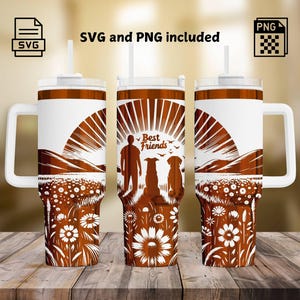 Dog Best Friend Tumbler Laser Engrave SVG and PNG, Seamless Dog Full Wrap Design for 40oz Tumbler, Dog Best Frind Design SVG For Rotary