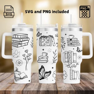 Bookish Laser Tumbler Wrap Gravieren SVG / PNG, Reader Wrap Design 40 Unzen Tumbler, Bibliothek Buchliebhaber Laser svg Tumbler, Booktok SVG für Dreh