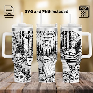Bookish Laser Tumbler Wrap Gravieren SVG / PNG, Reader Wrap Design 40 Unzen Tumbler, Bibliothek Buchliebhaber Laser svg Tumbler, Booktok SVG für Dreh