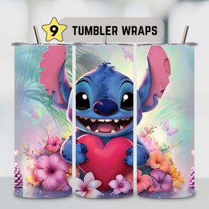 Stitch Tumbler Wrap Bundle, 20 oz Stitch and Angel Tumbler Wrap PNG, Stitch Sublimation Tumbler Wrap, Stitch Sublimation 20oz skinny