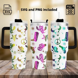 Cowgirl Tumbler Laser Engrave SVG and PNG, Western Full Wrap Design for 40oz Tumbler, Howdy Laser Engraving, Seamless Design SVG For Rotary