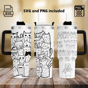 Katten Tumbler Wrap Lasergravure SVG en PNG, Kittens Full Wrap Design 40oz Tumbler, Cute Cats Laser Svg Tumbler Wrap, SVG voor Rotary