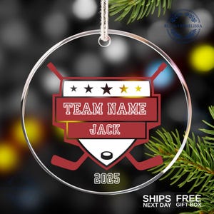 Personalized Hockey Team Ornament: Custom Sports Christmas Gift