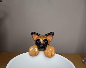 Süßer Deutscher Schäferhund Teebeutelhalter / Hund Haustier Tasse Dekoration