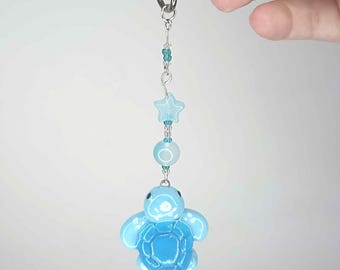 Blau/rosa Meeresschildkröte Schlüsselanhänger mit Sternperle