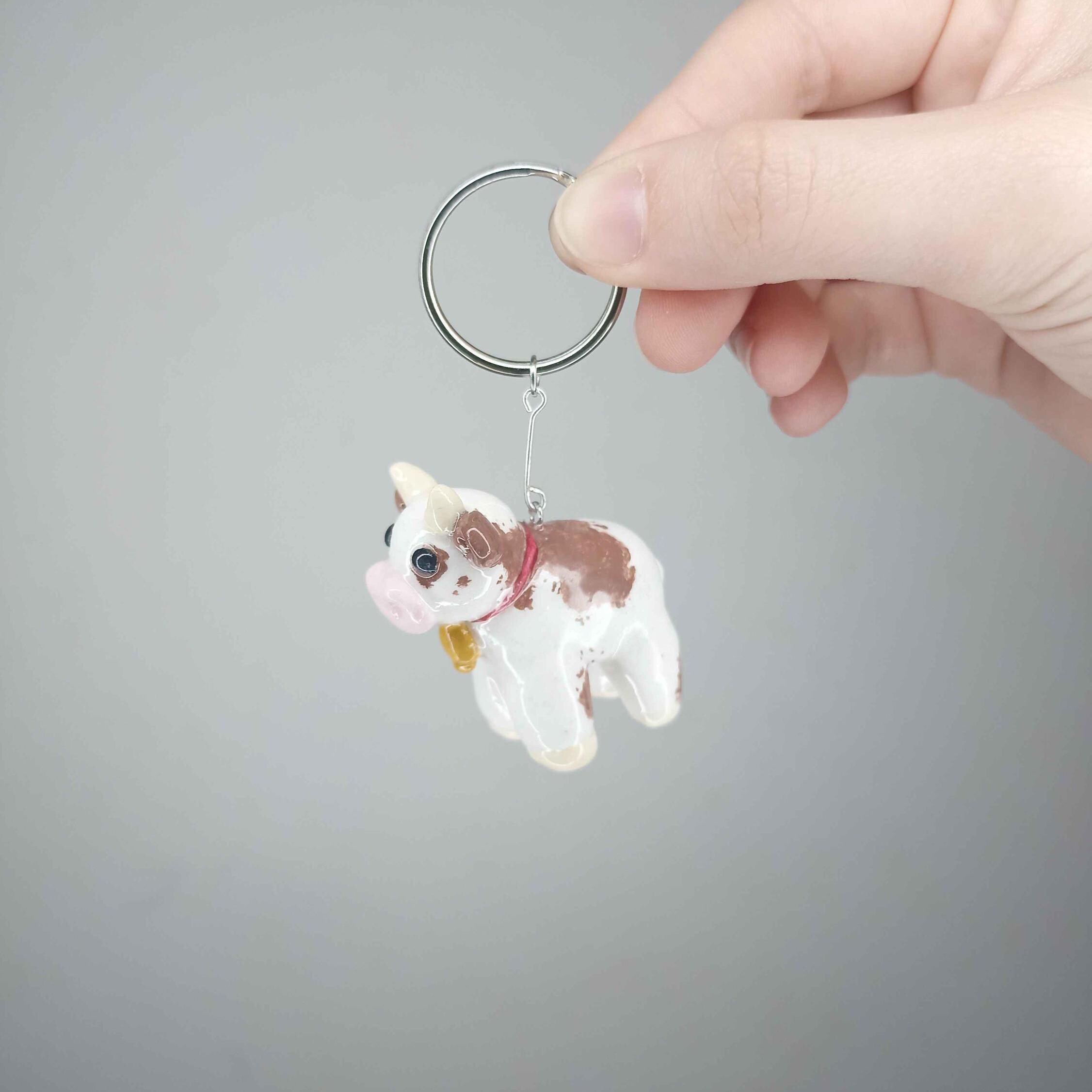 Schlüsselanhänger, Charm / Schlüsselanhänger, süße braune Kuh Charms aus Fimo