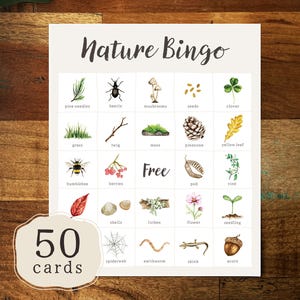 Nature Bingo | 50 Printable Nature Bingo Cards | Outdoor Camping Game | Kids Nature Activity | Nature Scavenger Hunt | Summer Holiday Game