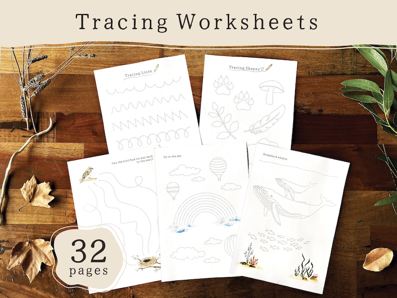 Preschool Tracing Worksheets | Line & Shape Tracing | Homeschool Printable | Handwriting Practice | Kindergarten Curriculum | Toddler Book image 1