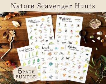 Nature Scavenger Hunt Bundle, Outdoor Treasure Hunt, Printable Outdoor Activity for Kids, Summer Holiday Activity for Kids, Camping Game