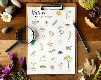 Nature Scavenger Hunt, Outdoor Treasure Hunt, Printable Nature Activity for Kids, Camping Game, Kids Outdoor Activity, Nature Study