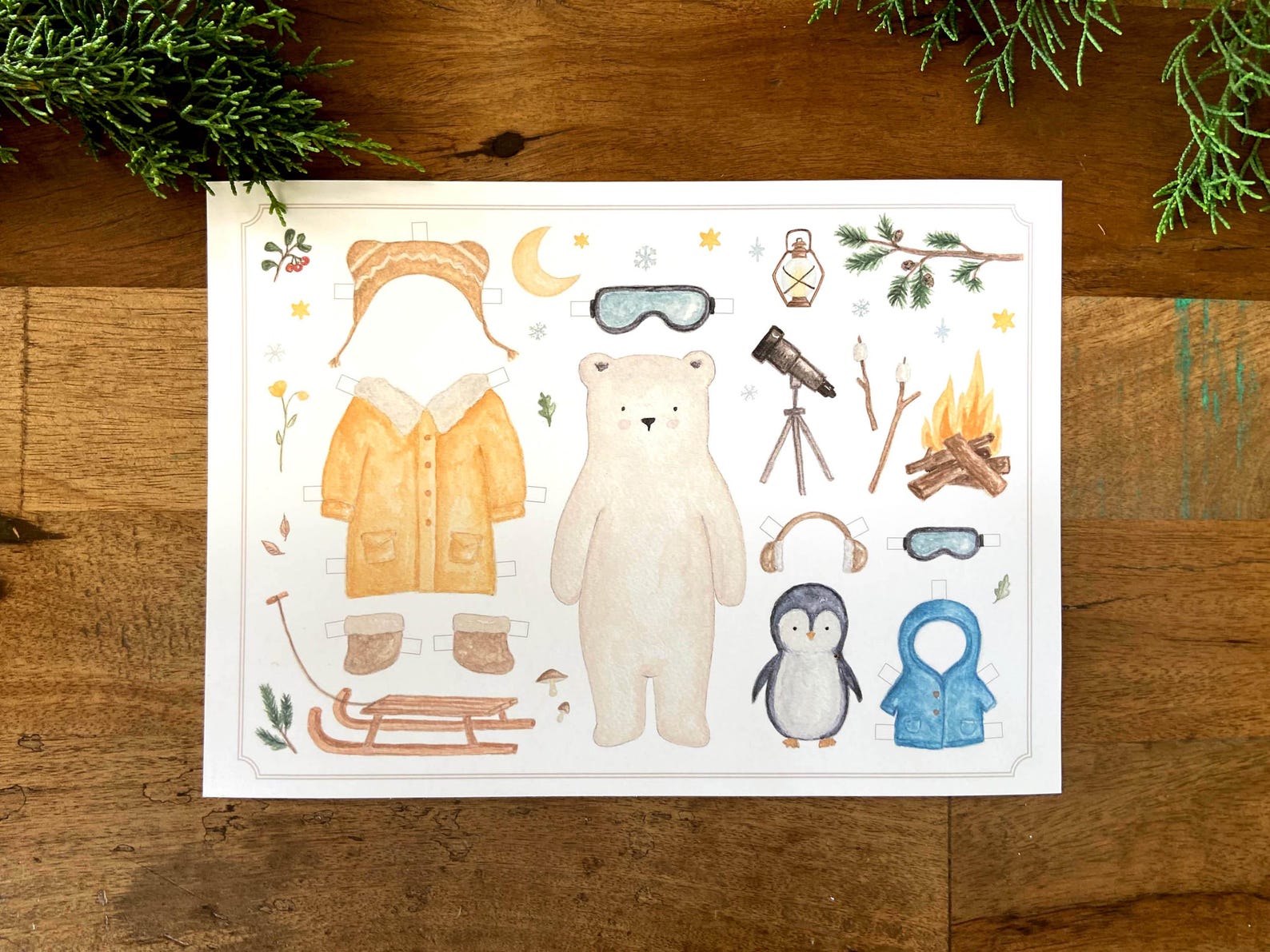 Winter Paper Doll Printable Activity for Kids: Polar Bear & Penguin ...