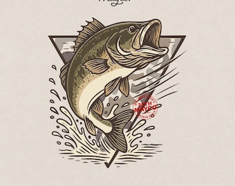Camo Bass Fishing PNG, Largemouth Bass Sublimation (Digital Download)